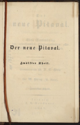 Hitzig, Julius Eduard (1780-1849). Der neue Pitaval. Т. 12