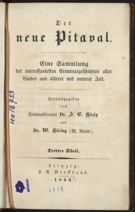 Hitzig, Julius Eduard (1780-1849). Der neue Pitaval. Т. 3