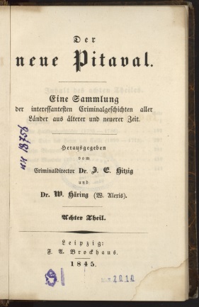 Hitzig, Julius Eduard (1780-1849). Der neue Pitaval. ). Т. 8