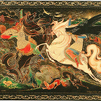 П. Ф. Чалунин. "Бой Пересвета с Челубеем". Шкатулка.1945